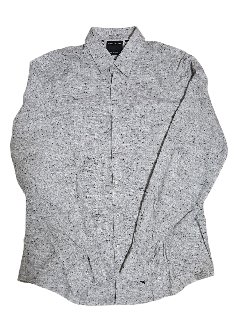 Denim & Flower Heather Gray Long-Sleeve Button-Up Shirt  Size M